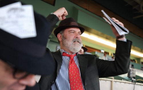 Birthday boy Jim Newton celebrates a winner!